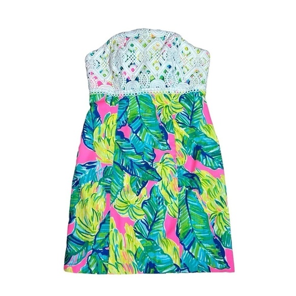 Lily Pulitzer Brynn Pink Sunset Strapless Dress Sz. 0 - Picture 4 of 15